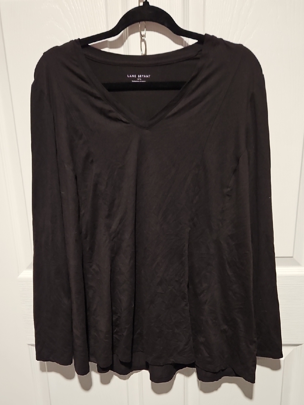 Lane Bryant Black V-Neck Long Sleeve Tee